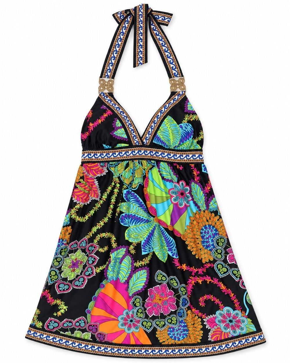 Trina Turk Multicolor Floral Halter Dress XS